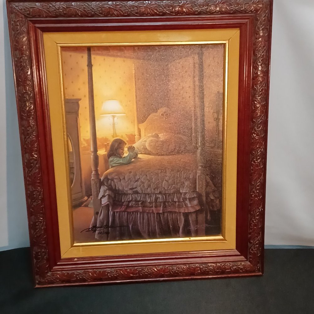 Painting signed 12/180 Don't forget to pray printed on canvas, by Greg Olsen